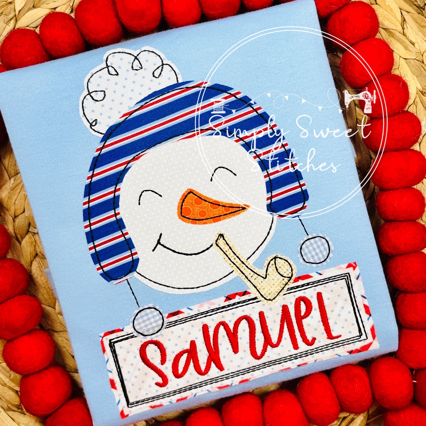 2425 - SNOWMAN HAT & PIPE - APPLIQUE CHILD SHIRT