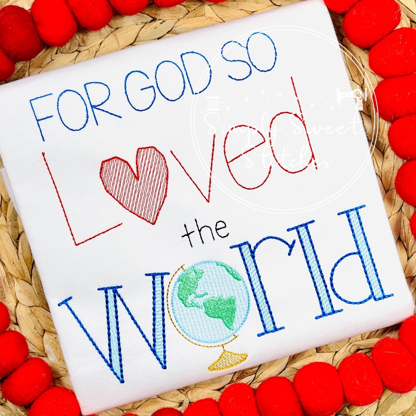 2441 -  FOR GOD SO LOVED THE WORLD - APPLIQUE CHILD SHIRT