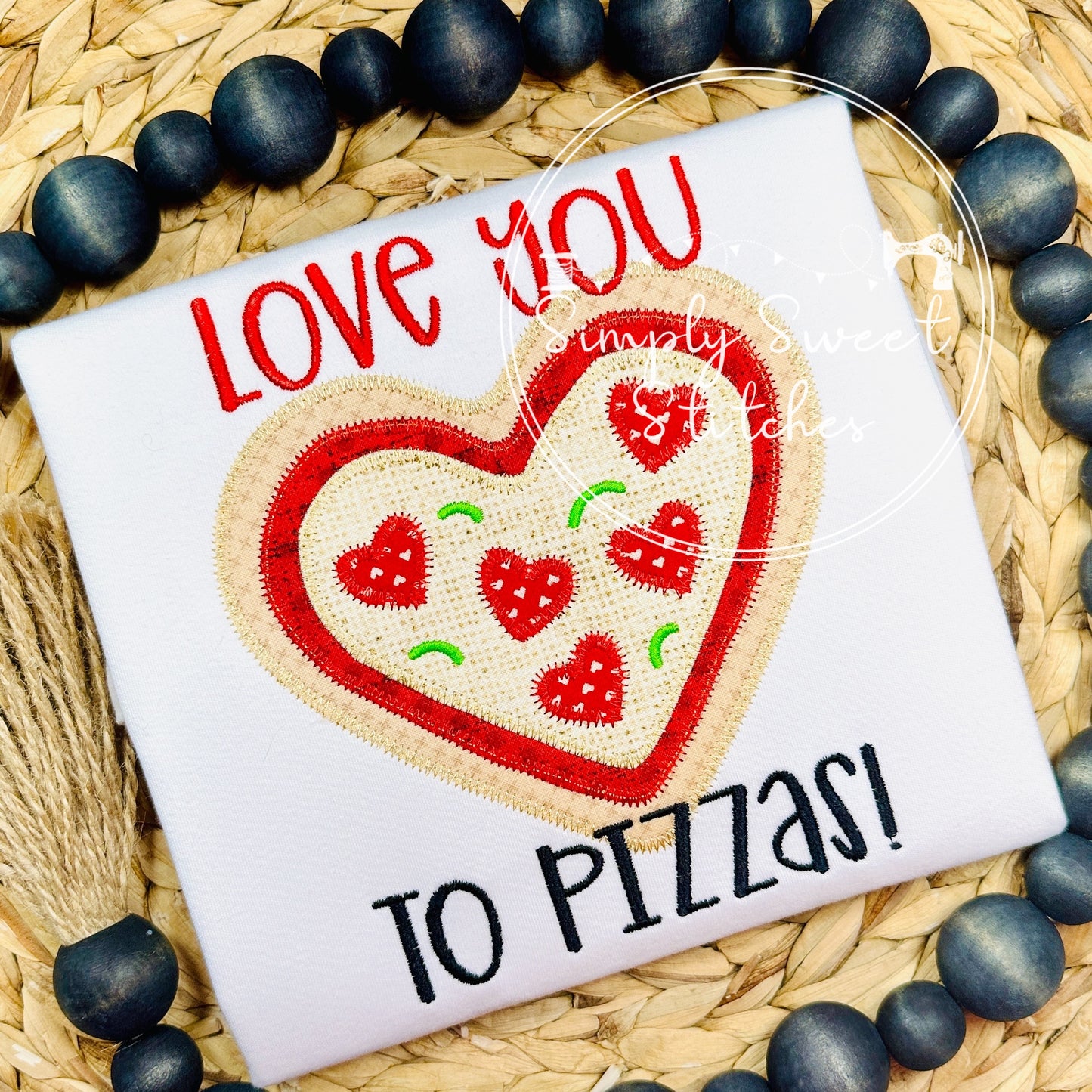 2460 - LOVE YOU TO PIZZAS - APPLIQUE CHILD SHIRT
