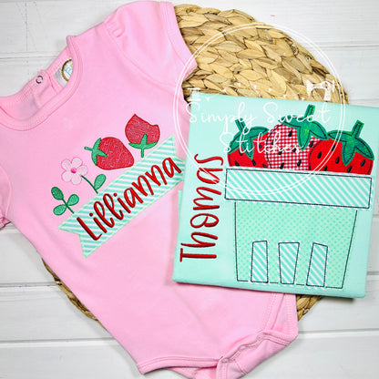 2489 - STRAWBERRY CONTAINER - APPLIQUE CHILD SHIRT