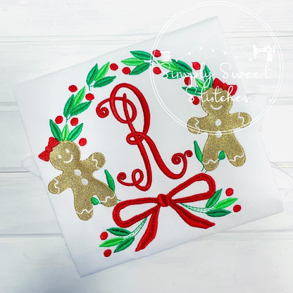 2196 - GINGERBREAD CIRCLE FRAME - EMBROIDERY CHILD SHIRT