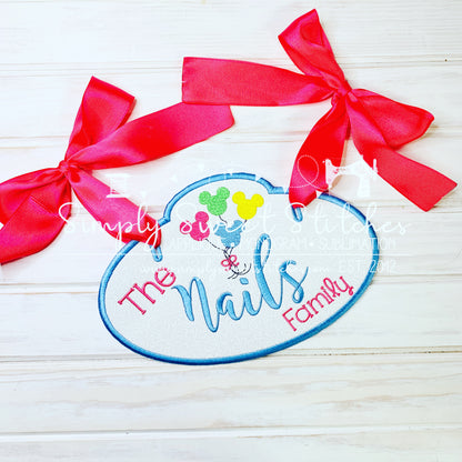 2085 - MOUSE BALLOONS FAMILY - STROLLER TAG