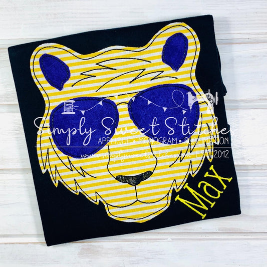 1749 - TIGER WITH SUNGLASSES - APPLIQUE CHILD SHIRT