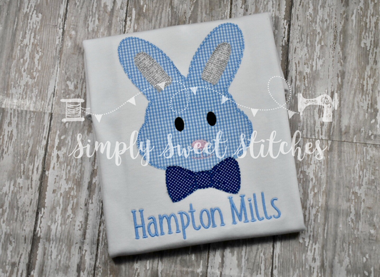 1363 - BOY BUNNY WITH BOW TIE - APPLIQUE CHILD SHIRT