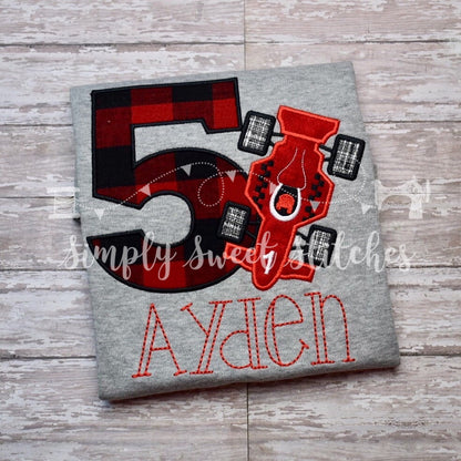 1448 - RACE CAR BIRTHDAY NUMBER - APPLIQUE CHILD SHIRT