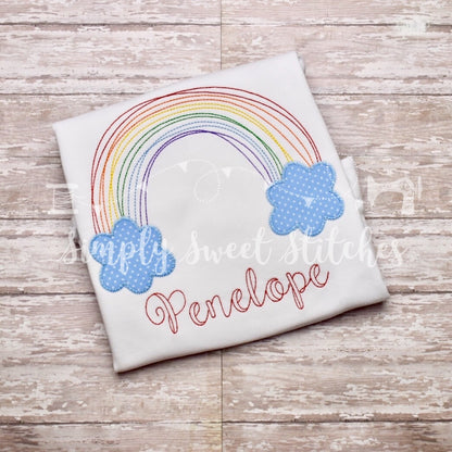 1339 - RAINBOW WITH CLOUDS - APPLIQUE CHILD SHIRT