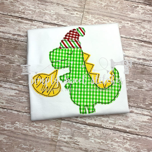 1489 - CHRISTMAS DINO BOY - APPLIQUE CHILD SHIRT