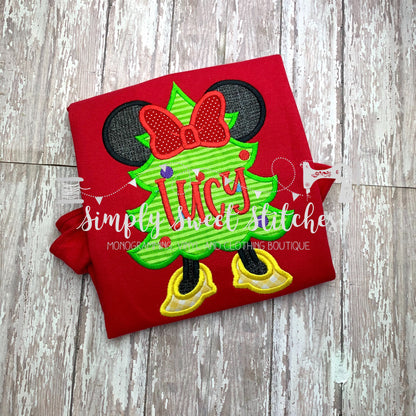 2225 - MISS MOUSE CHRISTMAS TREE - APPLIQUE CHILD SHIRT