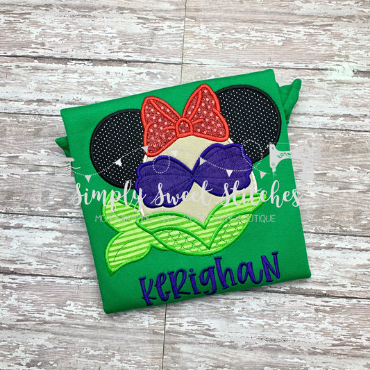 2218 - MERMAID MOUSE EARS - APPLIQUE CHILD SHIRT