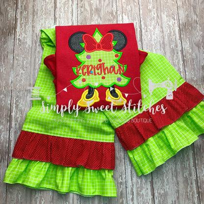 2225 - MISS MOUSE CHRISTMAS TREE - APPLIQUE CHILD SHIRT
