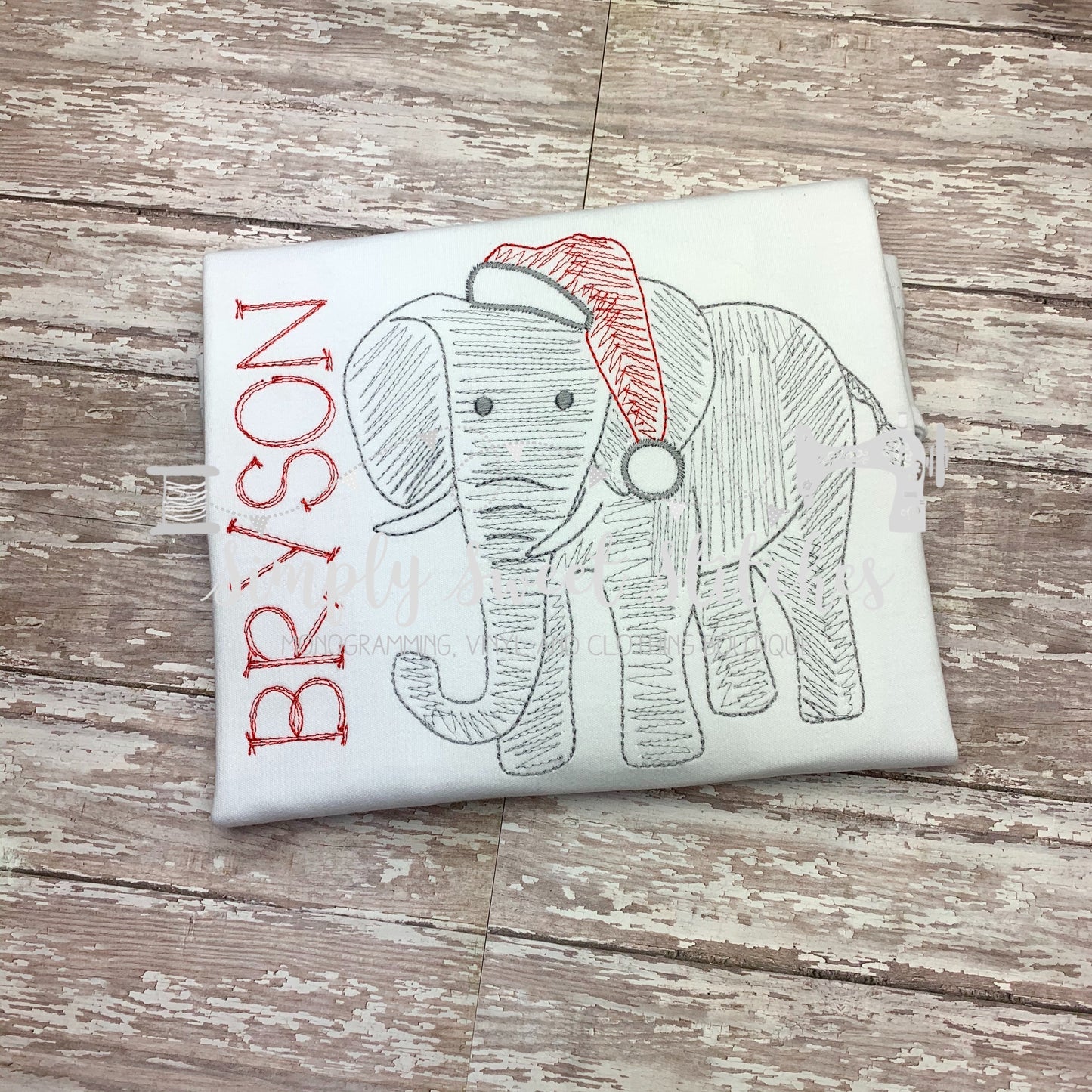 1498 - CHRISTMAS ELEPHANT - SKETCH CHILD SHIRT