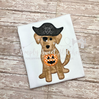 1207 - HALLOWEEN PIRATE PUPPY- APPLIQUE CHILD SHIRT