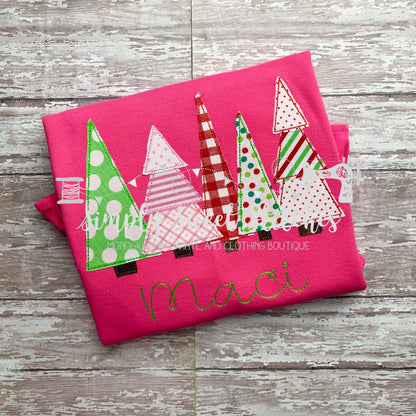 1157 - CHRISTMAS TREES - APPLIQUE CHILD SHIRT