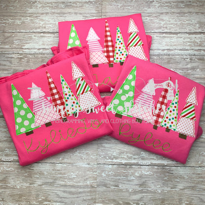 1157 - CHRISTMAS TREES - APPLIQUE CHILD SHIRT