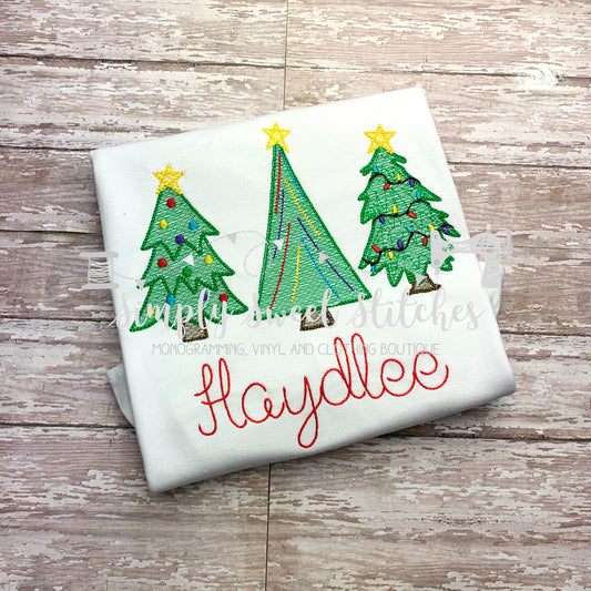 1223 - CHRISTMAS TREES TRIO - SKETCH CHILD SHIRT