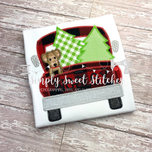 1225 - CHRISTMAS TRUCK - APPLIQUE CHILD SHIRT