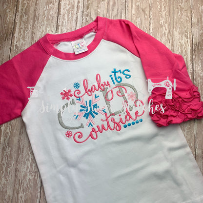 1233 - BABY IT'S COLD OUTSIDE - EMBROIDERY CHILD SHIRT