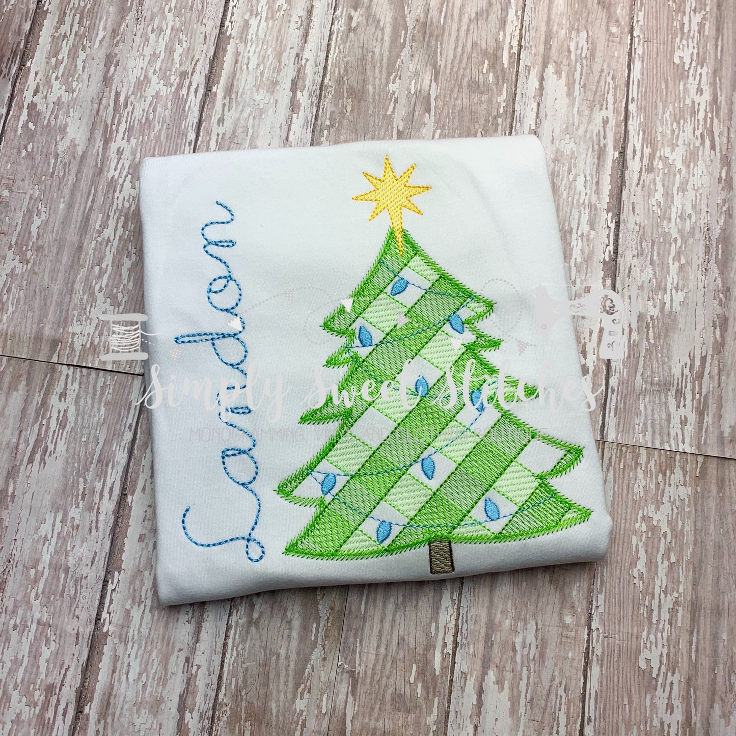 1542 - CHRISTMAS TREE WITH STAR SKETCH APPLIQUE - CHILD SHIRT