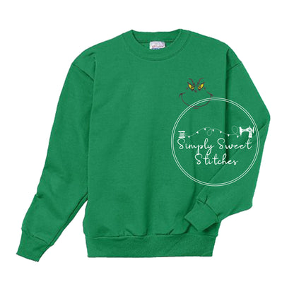 2386 - RESTING GRINCH FACE POCKET - EMBROIDERY ADULT SWEATSHIRT