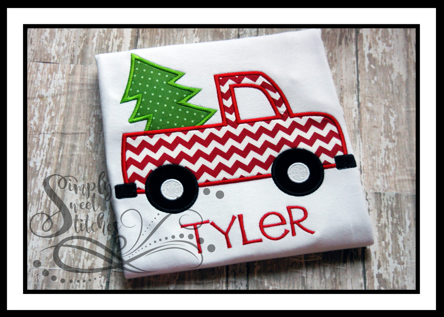 1158 - CHRISTMAS TRUCK WITH TREE - APPLIQUE CHILD SHIRT