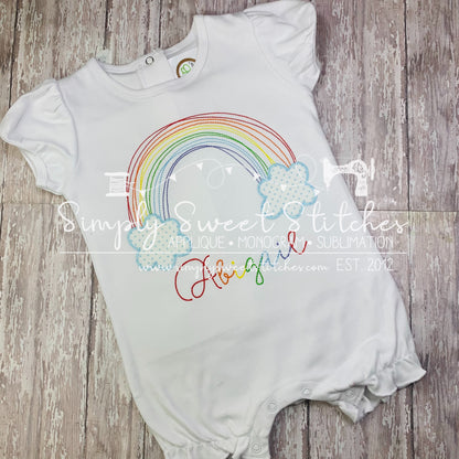 1339 - RAINBOW WITH CLOUDS - APPLIQUE CHILD SHIRT