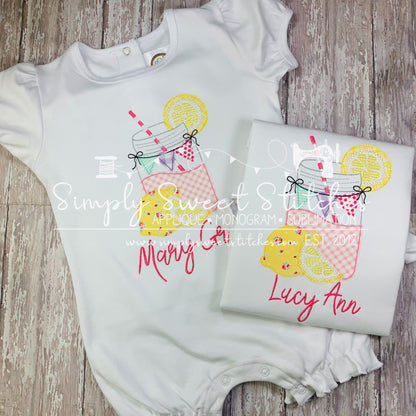 1659 - LEMONADE MASON JAR - APPLIQUE CHILD SHIRT