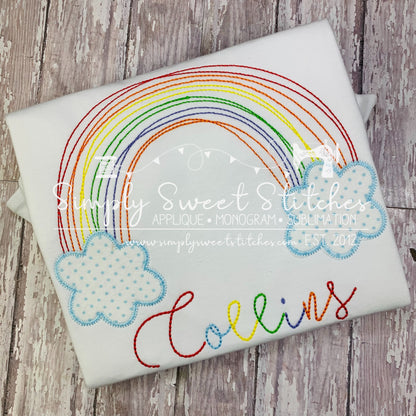 1339 - RAINBOW WITH CLOUDS - APPLIQUE CHILD SHIRT