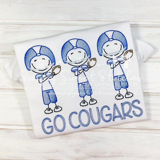 1688 - FOOTBALL PLAYER TRIO - SKETCH CHILD SHIRT