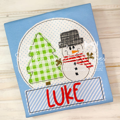 1232 - SNOWMAN GLOBE WITH TREE - APPLIQUE CHILD SHIRT