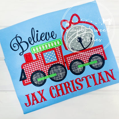 1156 - CHRISTMAS TRAIN - APPLIQUE CHILD SHIRT