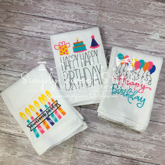 1639- BIRTHDAY SET - EMBROIDERY KITCHEN TOWELS