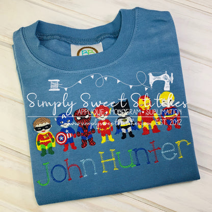 1663 - SUPERHERO LINEUP - SKETCH CHILD SHIRT