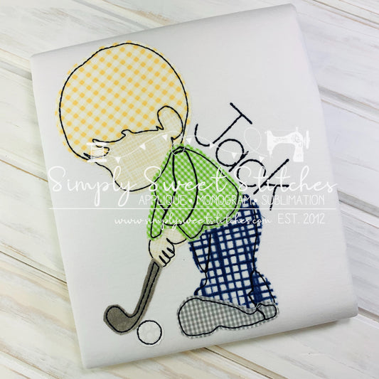 1527 - GOLFER BOY - APPLIQUE CHILD SHIRT