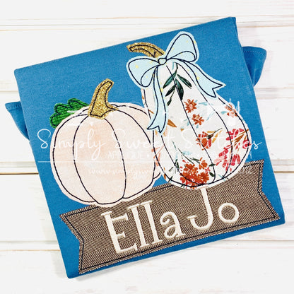 2126 - PUMPKIN DUO WITH BOW - APPLIQUE CHILD SHIRT