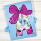 2854 - APPLIQUE LETTER WITH BOW APPLIQUE - CHILD SHIRT