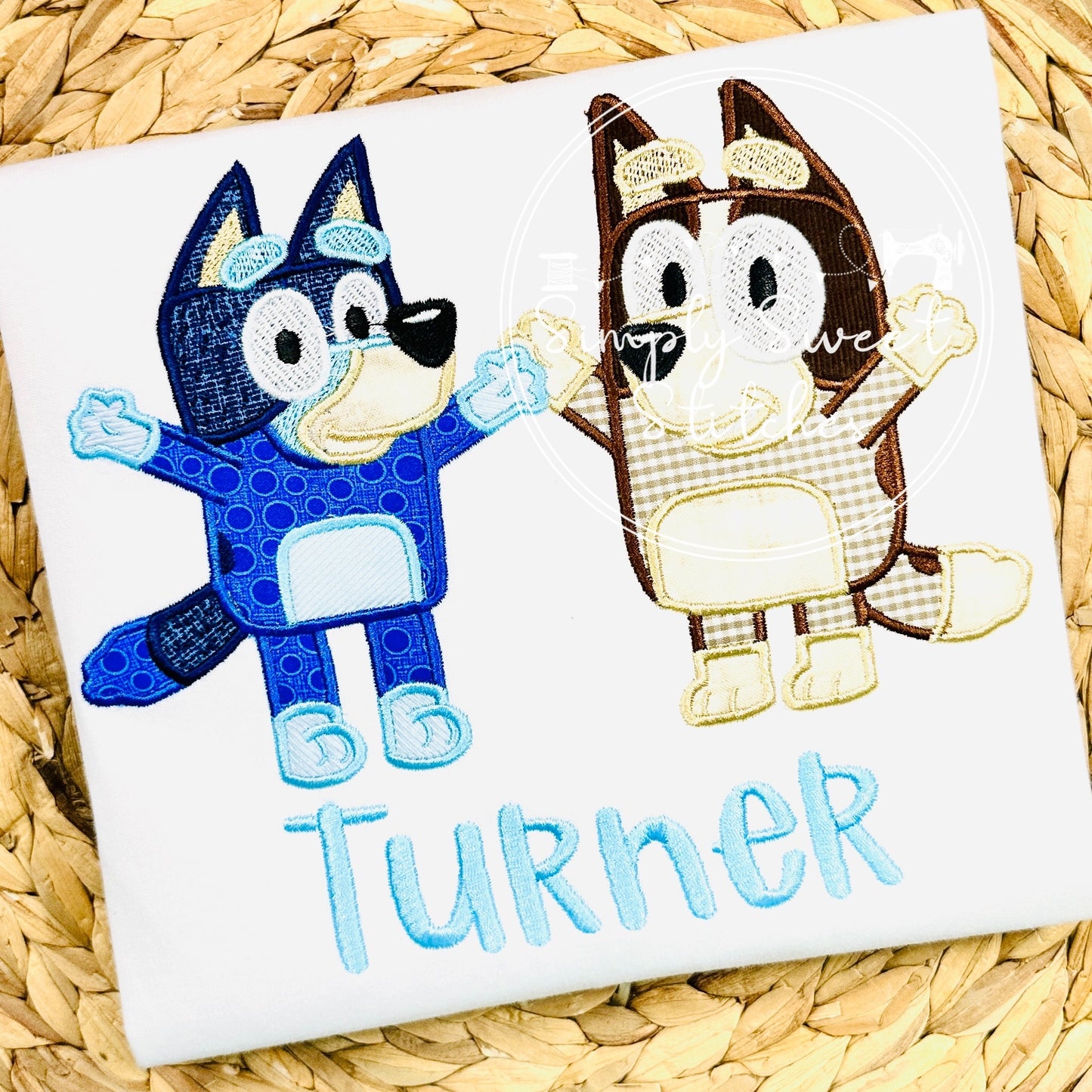 2185 - BLUEY & BINGO - APPLIQUE CHILD SHIRT