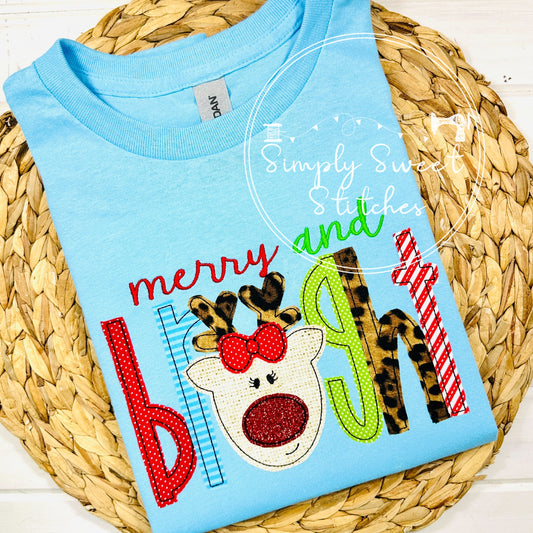 5393 - MERRY AND BRIGHT APPLIQUE  - CHILD SHIRT