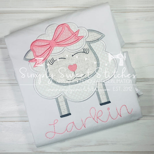 1551 - EASTER SHEEP WITH BOW - APPLIQUE CHILD SHIRT