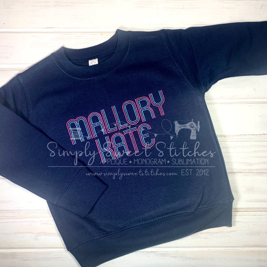 1971 - MULTI COLOR NAME SKETCH - EMBROIDERY CHILD SWEATSHIRT
