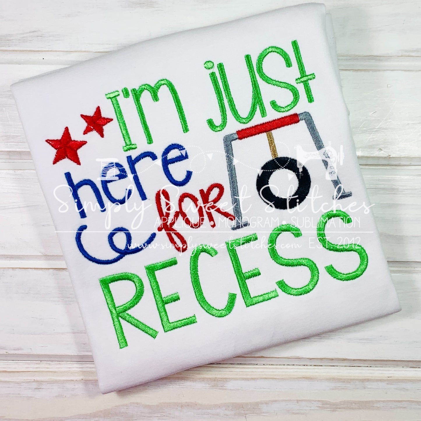 1001 - I'M HERE FOR RECESS - EMBROIDERY CHILD SHIRT