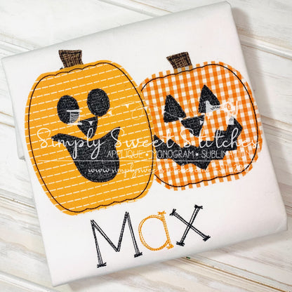 1464 - BOY JACK-O-LANTERN PAIR - APPLIQUE CHILD SHIRT