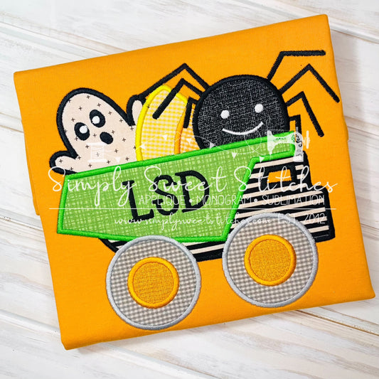 1123 - HALLOWEEN DUMP TRUCK - APPLIQUE CHILD SHIRT