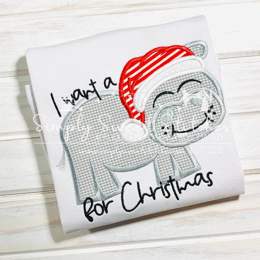 1865 - CHRISTMAS HIPPO BOY - APPLIQUE CHILD SHIRT