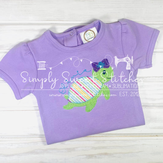 1338 - GIRLY SEA TURTLE - APPLIQUE CHILD SHIRT