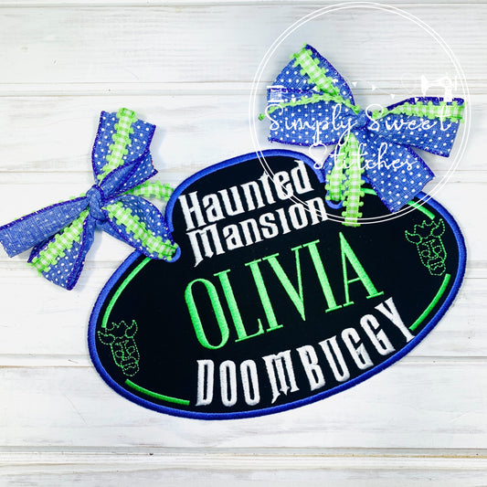 4043 - HAUNTED MANSION FAMILY APPLIQUE - STROLLER TAG
