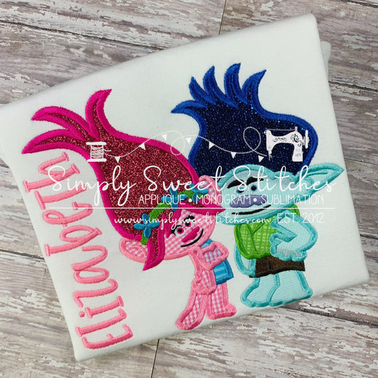 1599 - TROLLS FRIENDS - APPLIQUE CHILD SHIRT