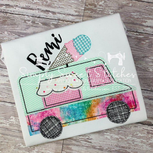 1340 - ICE CREAM TRUCK - APPLIQUE CHILD SHIRT