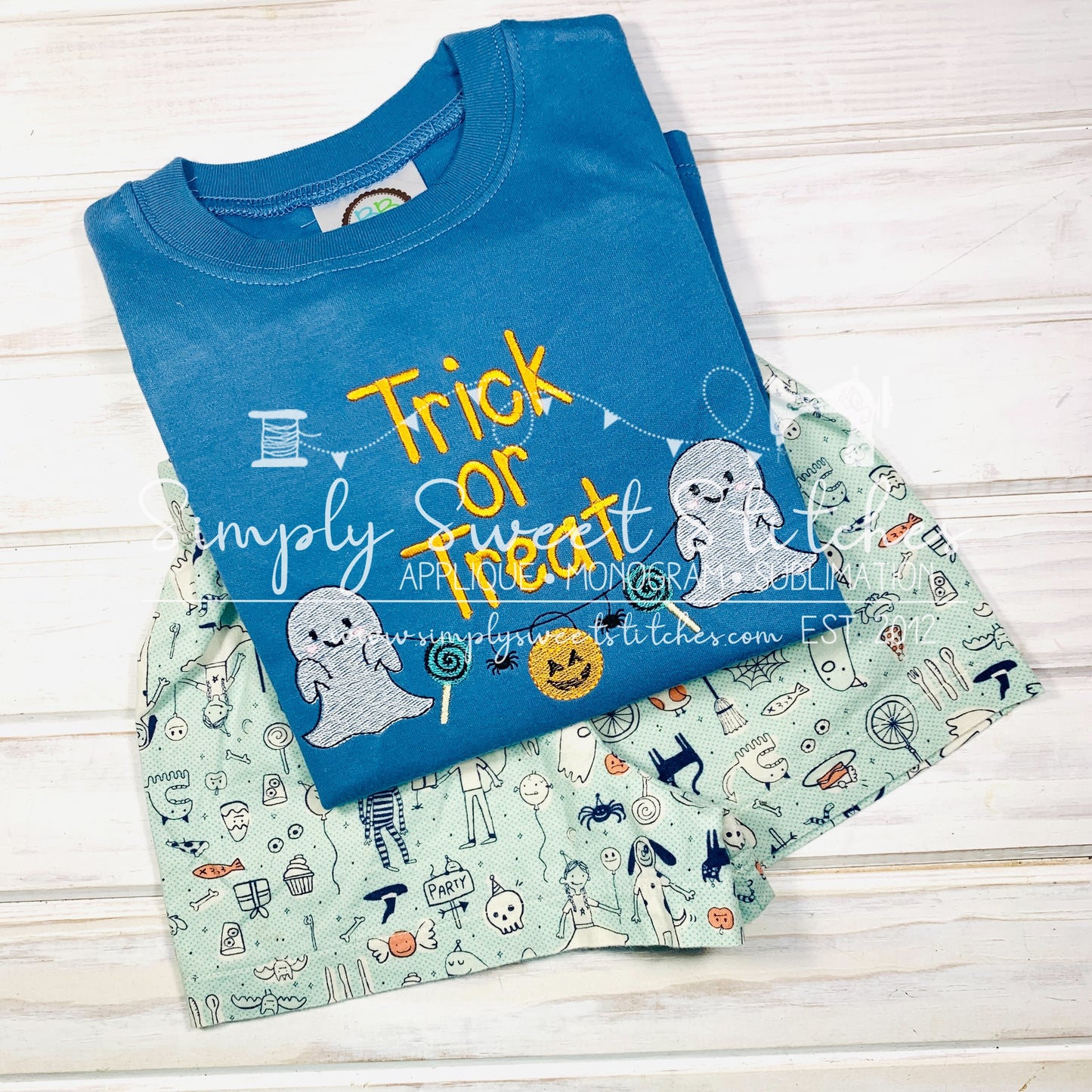 5084 - TRICK OR TREAT GHOST SKETCH APPLIQUE - CHILD SHIRT