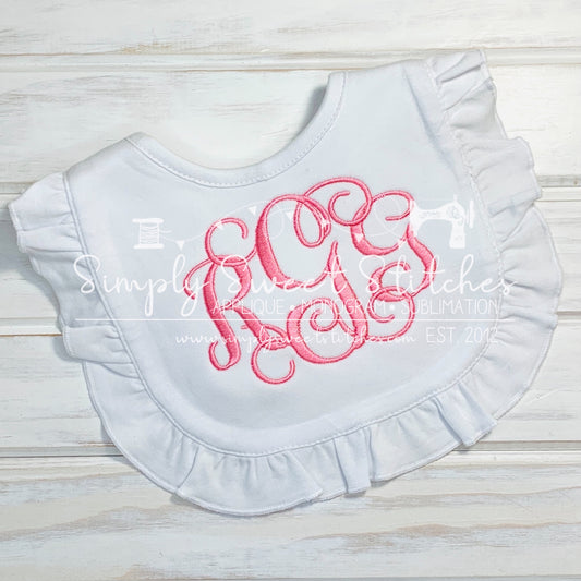 3054 - MONOGRAMMED EMBROIDERY - RUFFLE BIB