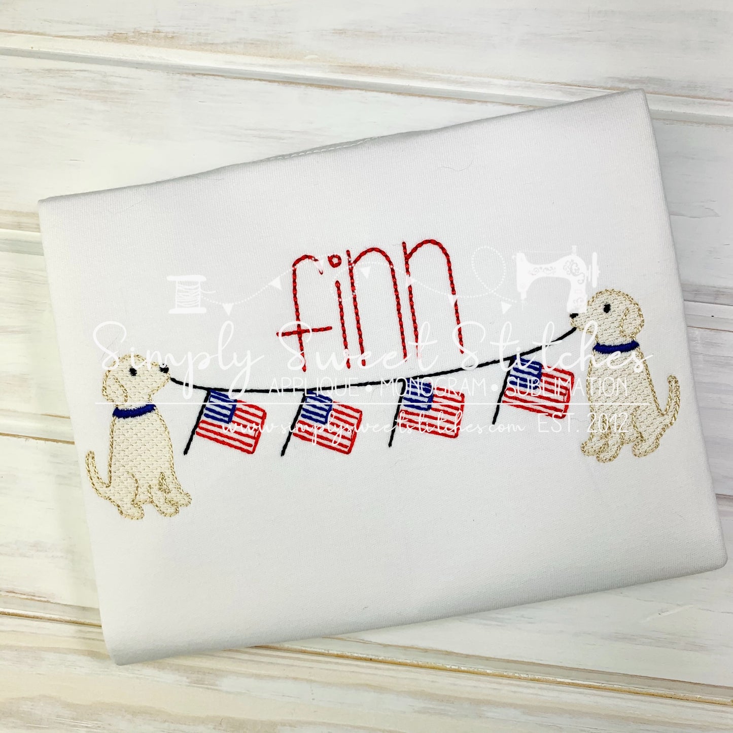 1605 - PATRIOTIC DOG BUNTING - SKETCH CHILD SHIRT